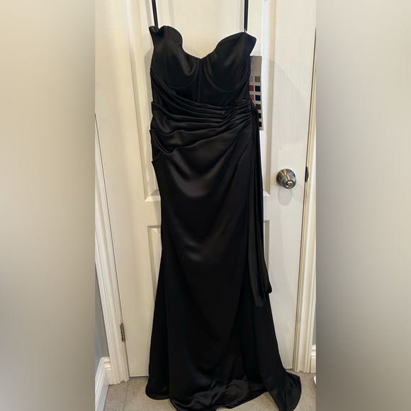 Morilee black satin formal bridesmaid dress NWT - Picture 2 of 5